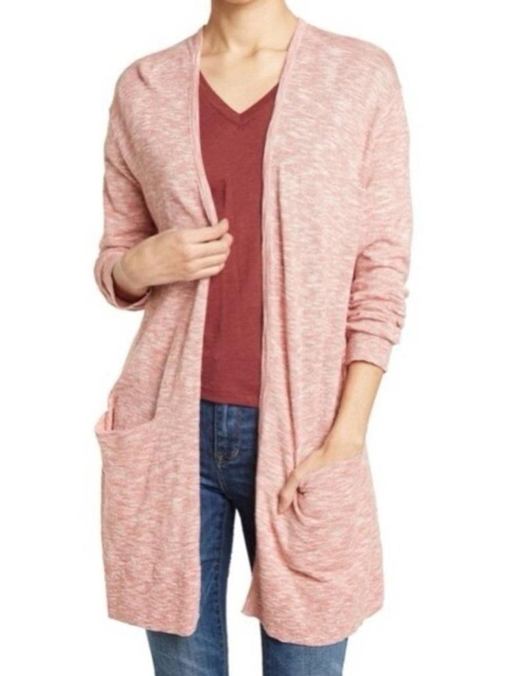 Madewell Open Front Lightweight Cardigan Pink Heather | Size XS